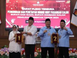 Penetapan Nomor Urut Pasangan Cabup Cawabup Oleh KPU Jombang