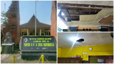 Atap Balai Desa Sentonorejo Rusak Parah, Pemdes Harapkan Bantuan Segera Direalisasikan.