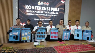 Telusuri Peredaran Penyalahgunaan Narkotika, Polres Mojokerto Kota Berhasil Amankan Terduga Kurir 330 Catride Vape