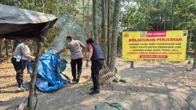 Respon Cepat Aduan Masyarakat, Polres Kediri Bongkar Arena Sabung Ayam di Plosorejo